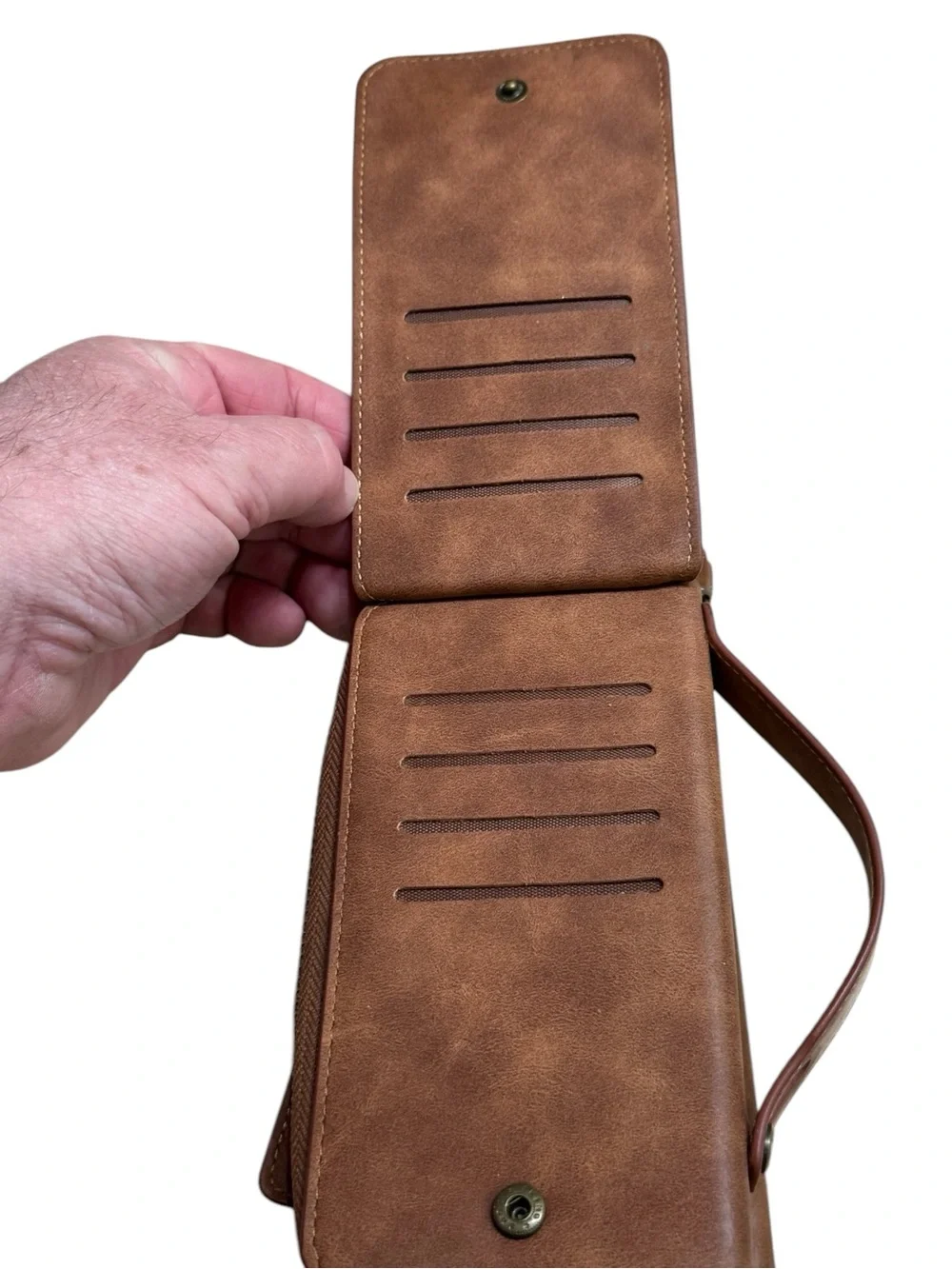 BRG Bifold Brown Faux Leather Women’s Zip Wallet with Snap Closure